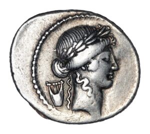 P Clodius AR Denarius - Diana with Bow and Quiver